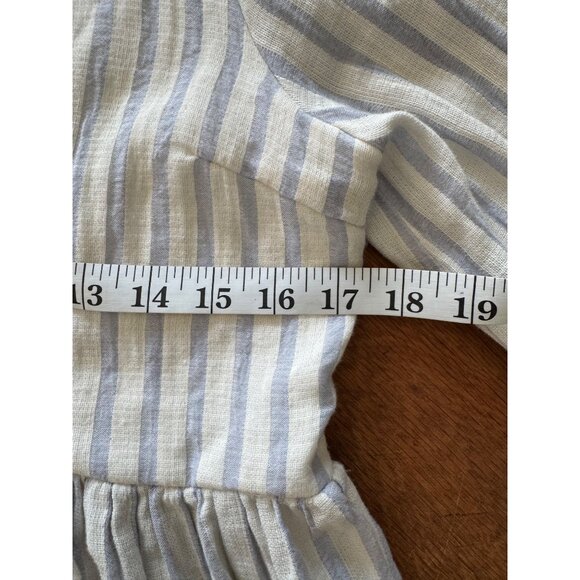 Altar’d State Top M Cropped Striped Long Sleeve Peplum Deep V-Neck Peasant - Picture 8 of 9